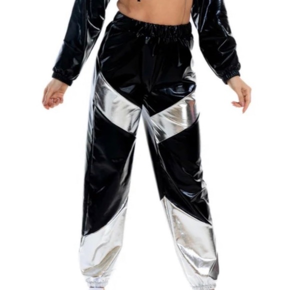 Pants - Metallic Shiny Sweatpants for Women,‎ Casual Colorblock Size XXL
